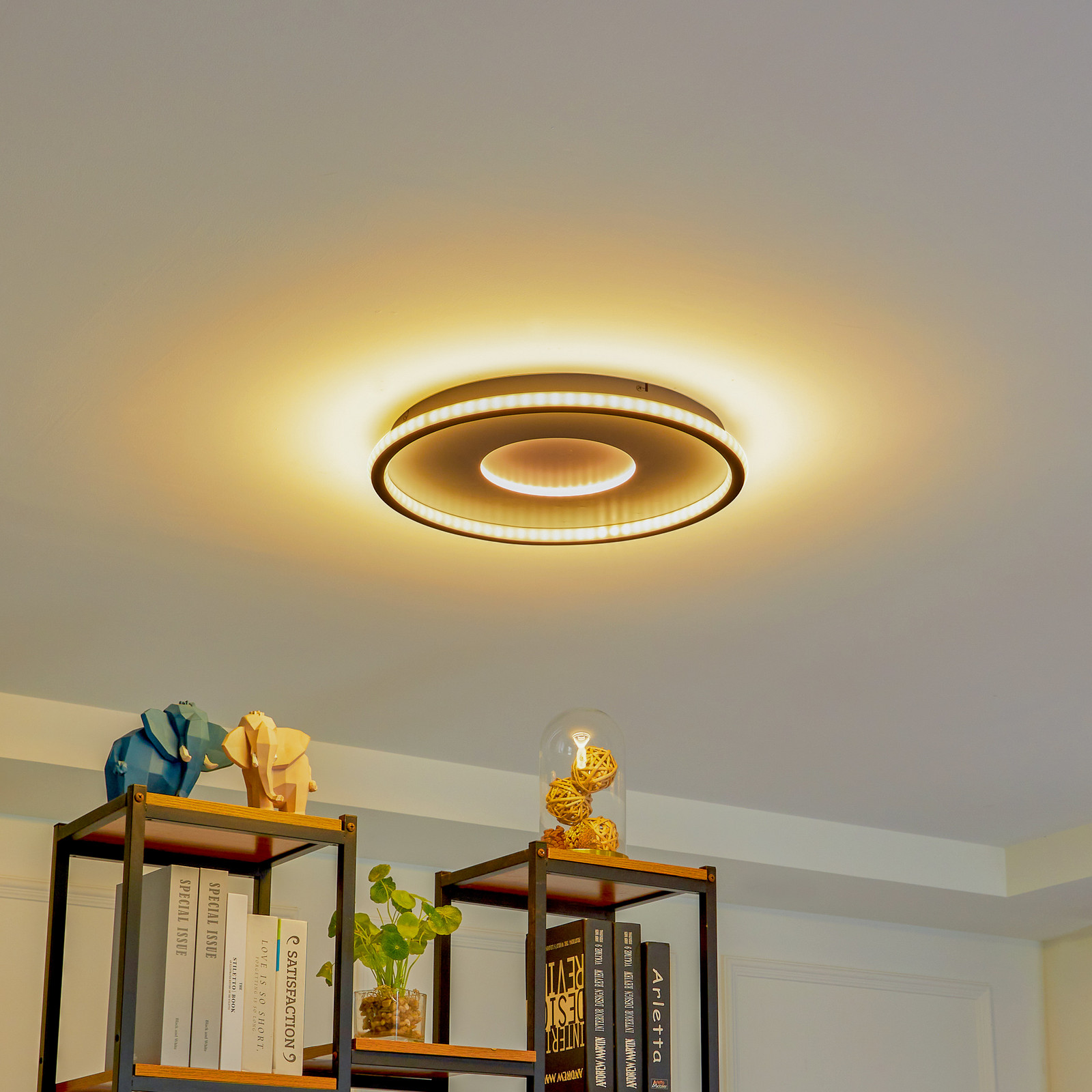 Plafonieră cu LED Lindby Edenia alb/negru CCT Ø 51 cm - Camera de zi / sufragerie - modern - alb negru
