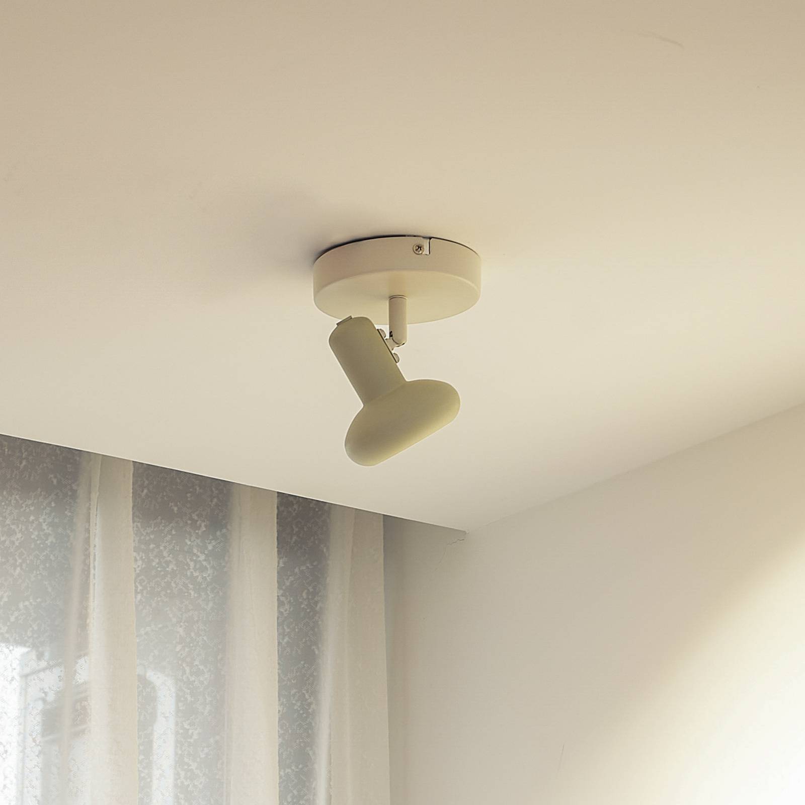 Lindby spot pour plafond Huby à 1 lampe crème/vert clair fer