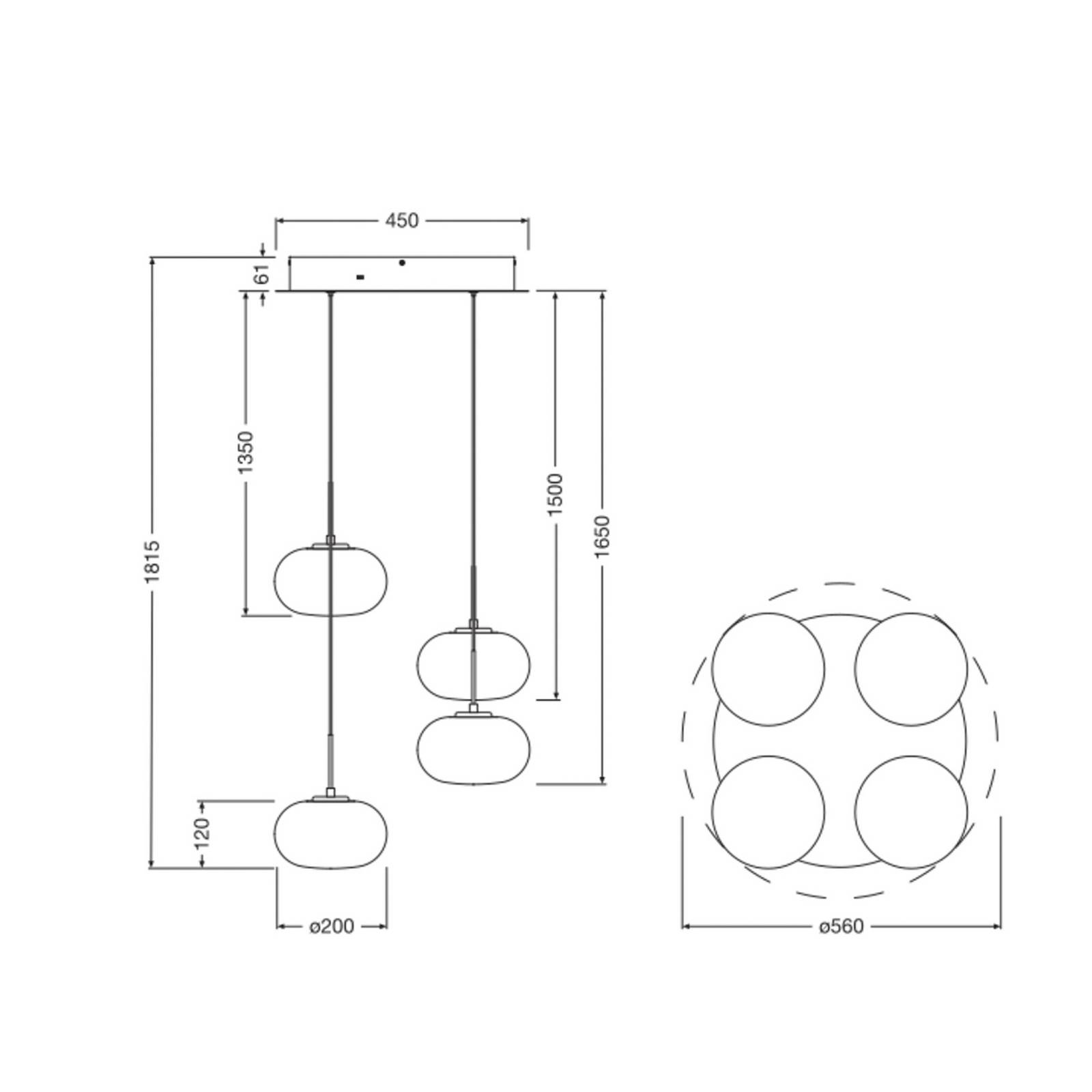 Żyrandol LED OSRAM Decor Satellite, szara, Ø 56 cm, 4-punktowy, CCT