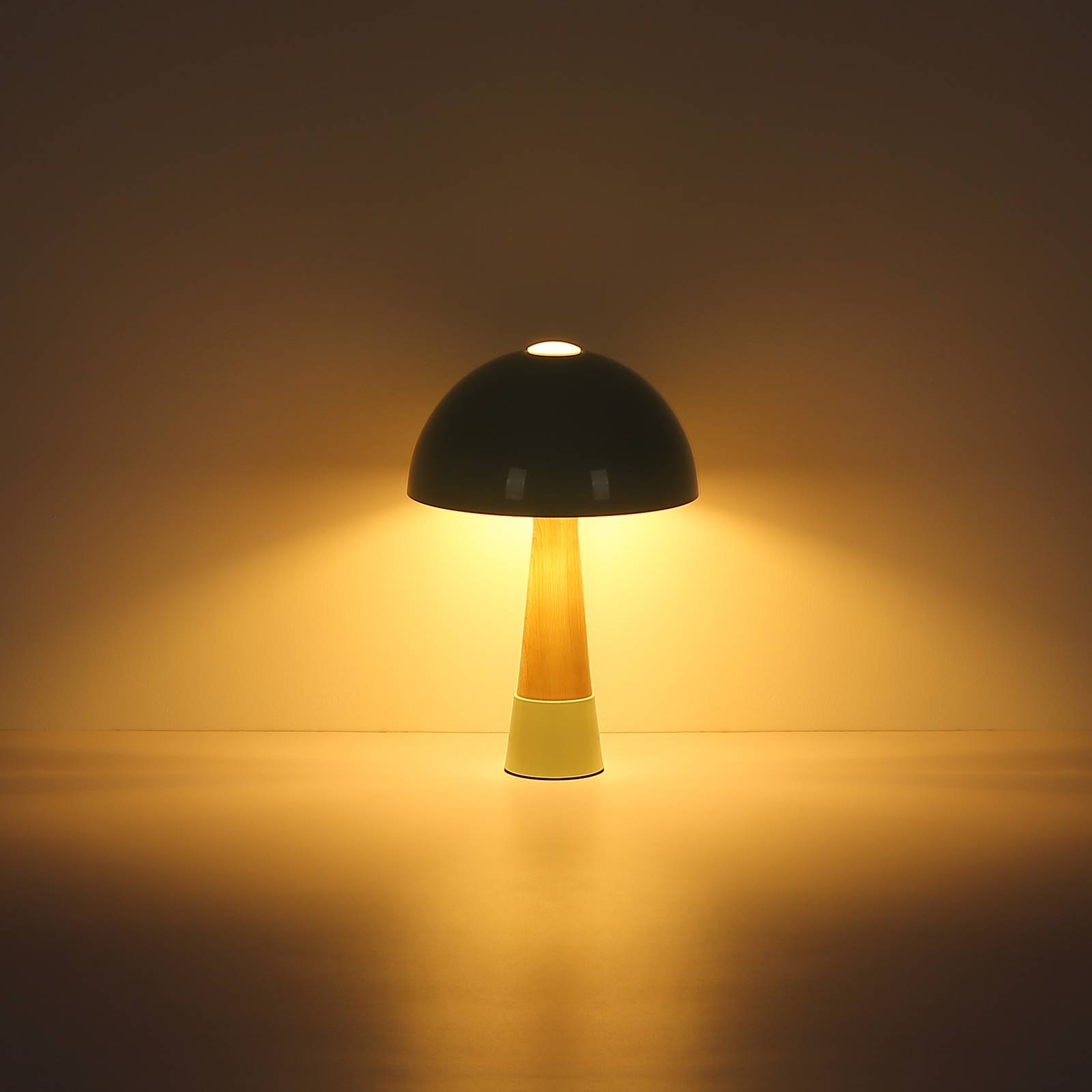 Tischlampe Paulin, grün matt/holzoptik, Metall, Höhe 36,5 cm günstig online kaufen