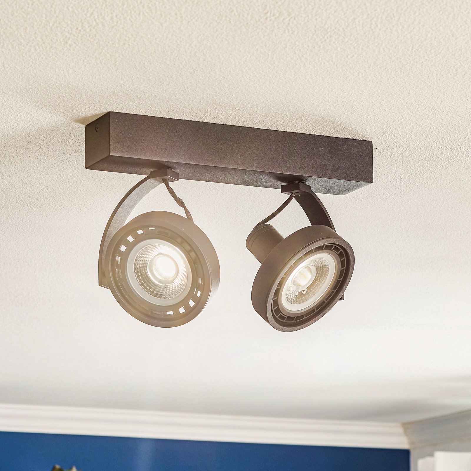 LED-takspotlight Dorian med två ljuskällor, dimbar till varm