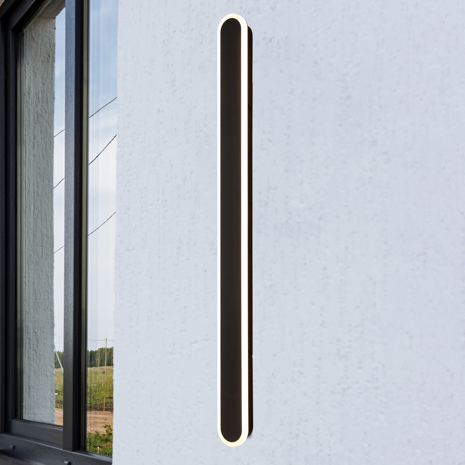 Vonkajšie nástenné svietidlo Bordo Square 120 cm, čierna, hliník