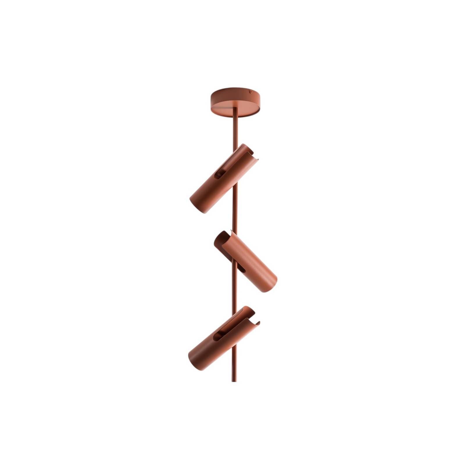 Deckenspot Leda 3, ziegelrot, 3-flammig, Stahl, Höhe 76 cm günstig online kaufen