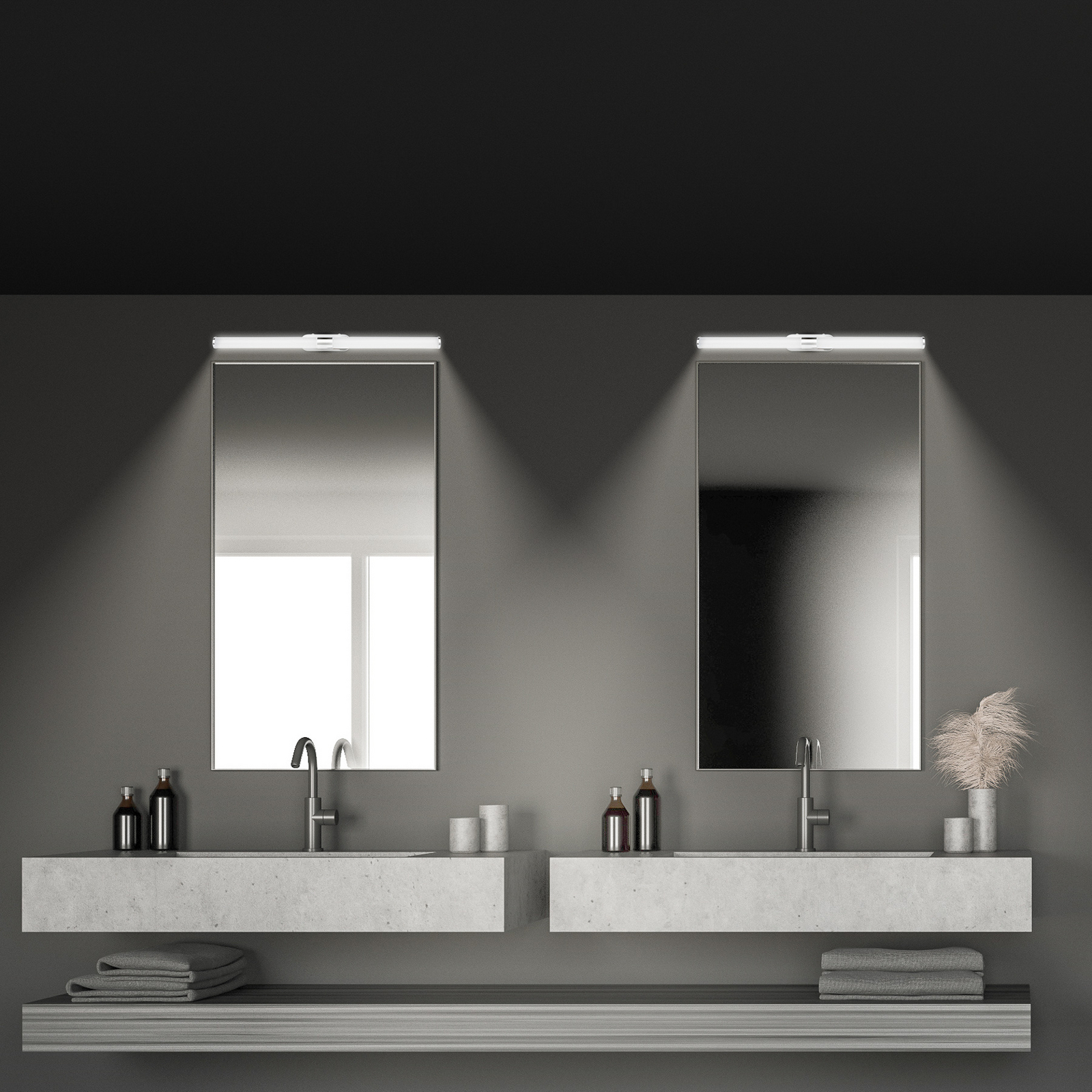 LED sienas lampa Runt, garums 60 cm, hroms, 4000 K, IP44