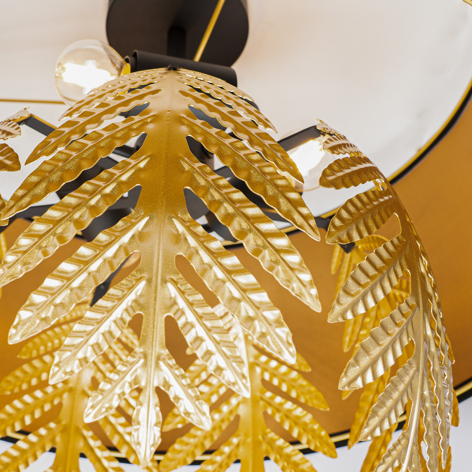 Látkové stropné svietidlo Lucande Malvira s dekorom listov
