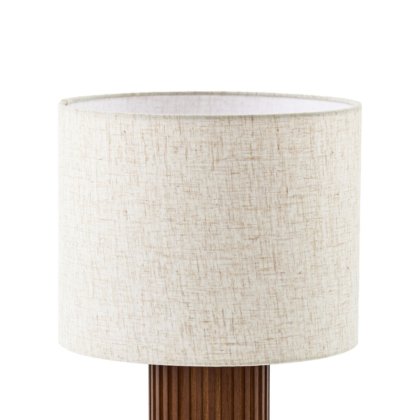 Lampe à poser Lindby Kimiko, hauteur 38 cm, bois de noyer, tissu