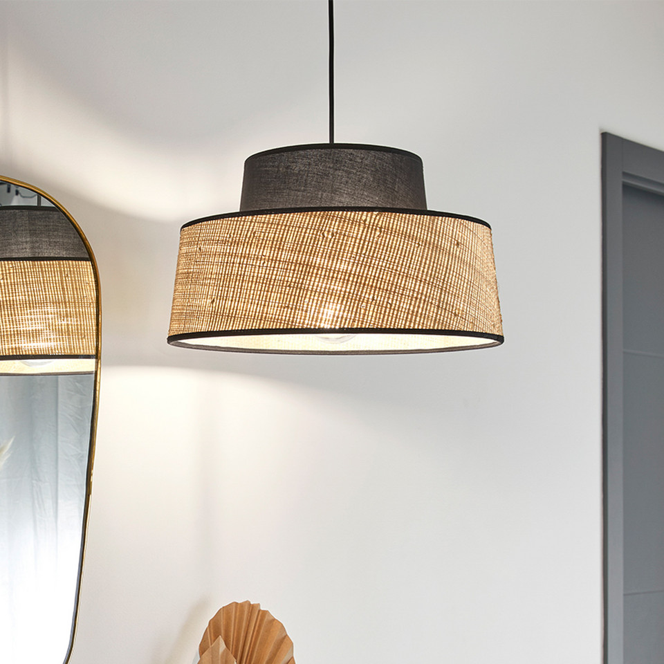 Corep Mallorca hänglampa svart/naturfärgad, beige från Corep
