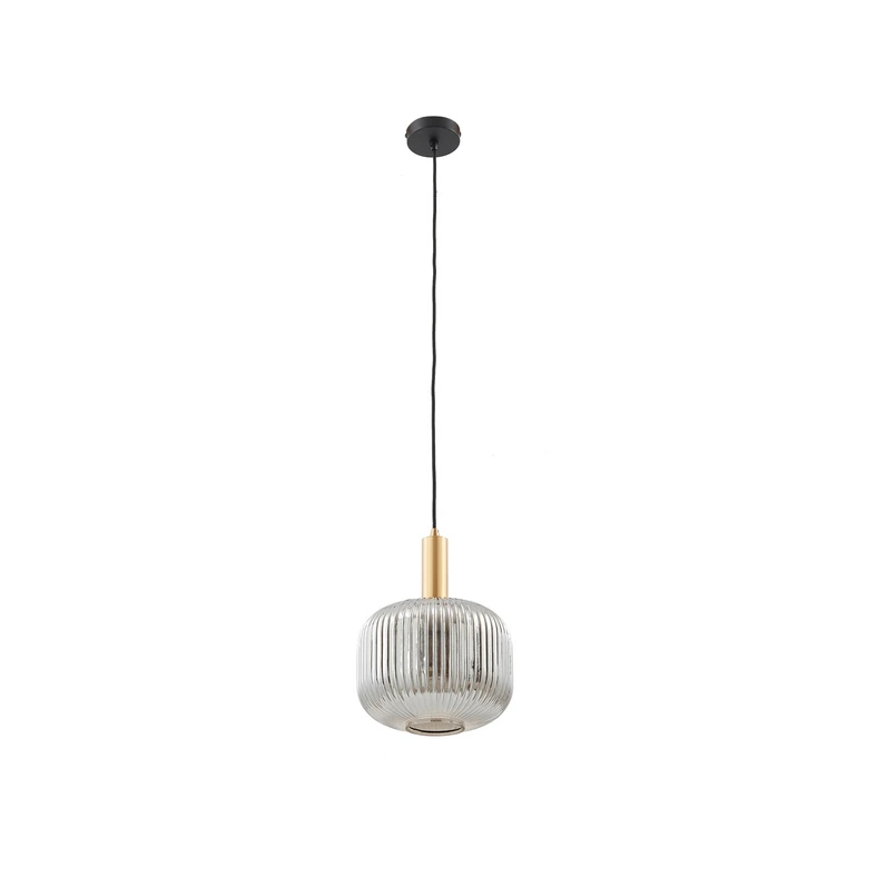 Lindby – Doroteo Hängeleuchte Ø 25 cm grau einflammig Glas