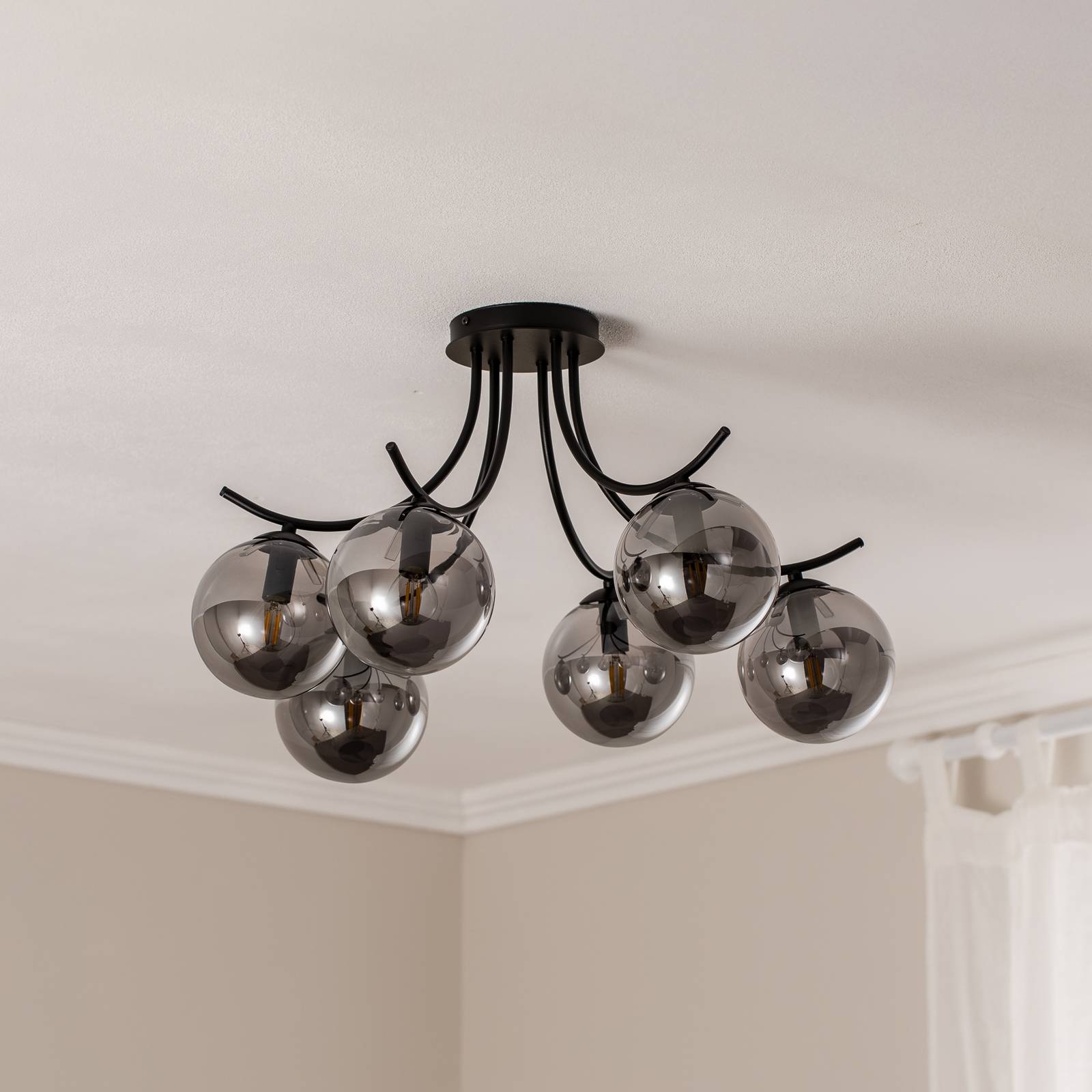 Lampa sufitowa Boston, czarna/grafitowa, 6-punktowa