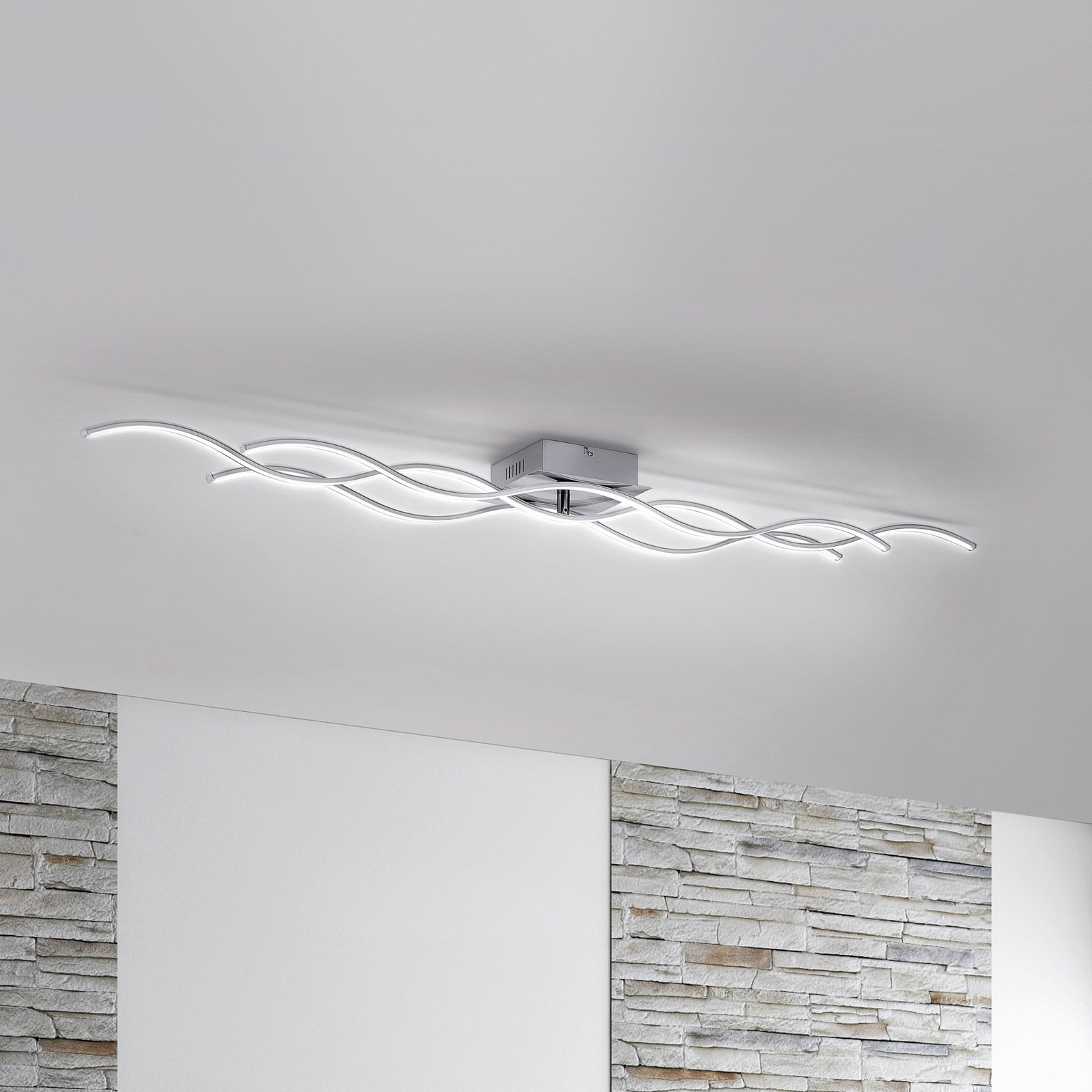 LED ceiling lamp Wave 3,000K 139.5x16cm steel