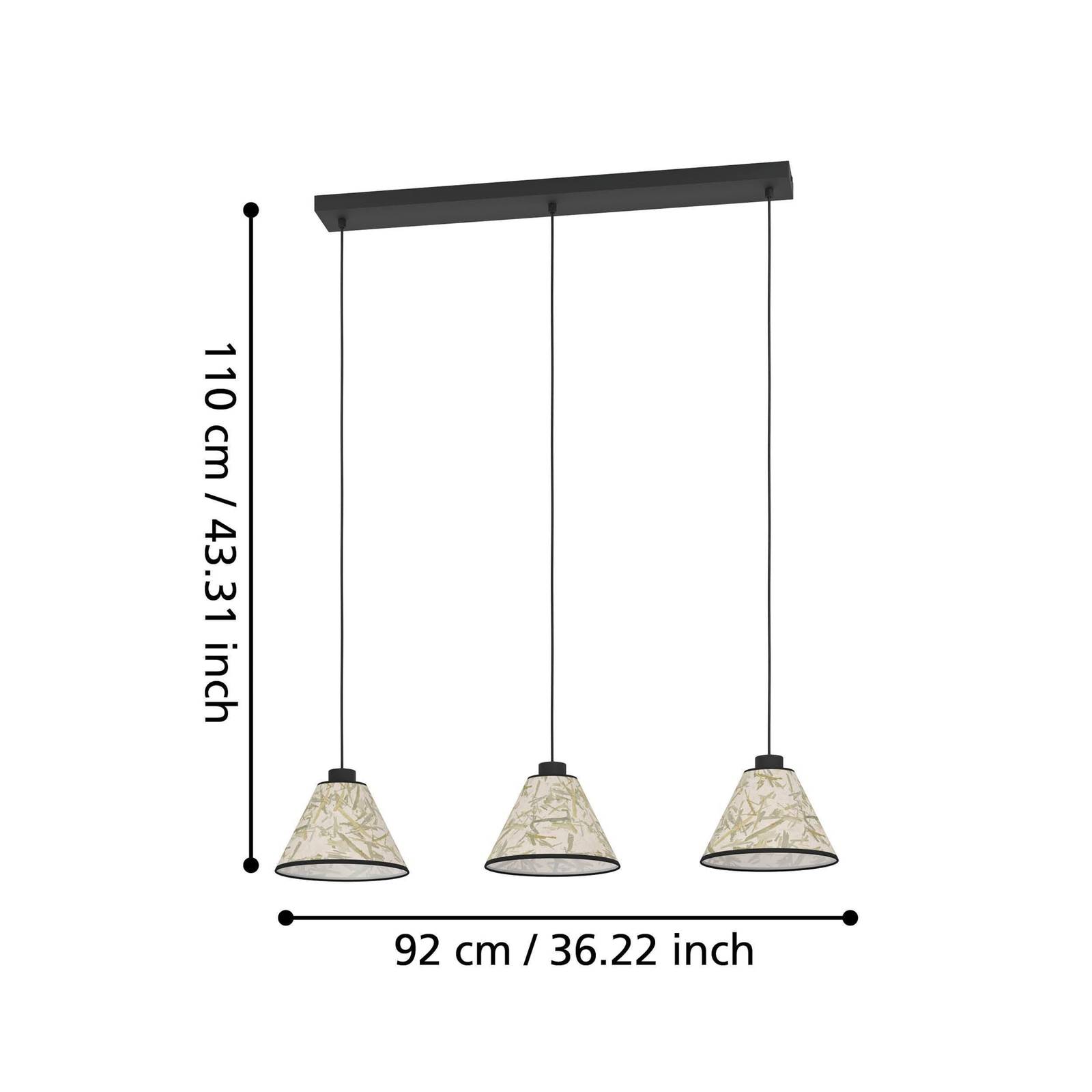 Lampa wisząca Oxpark, długość 92 cm, zielona/biała/czarna, 3-punktowa.