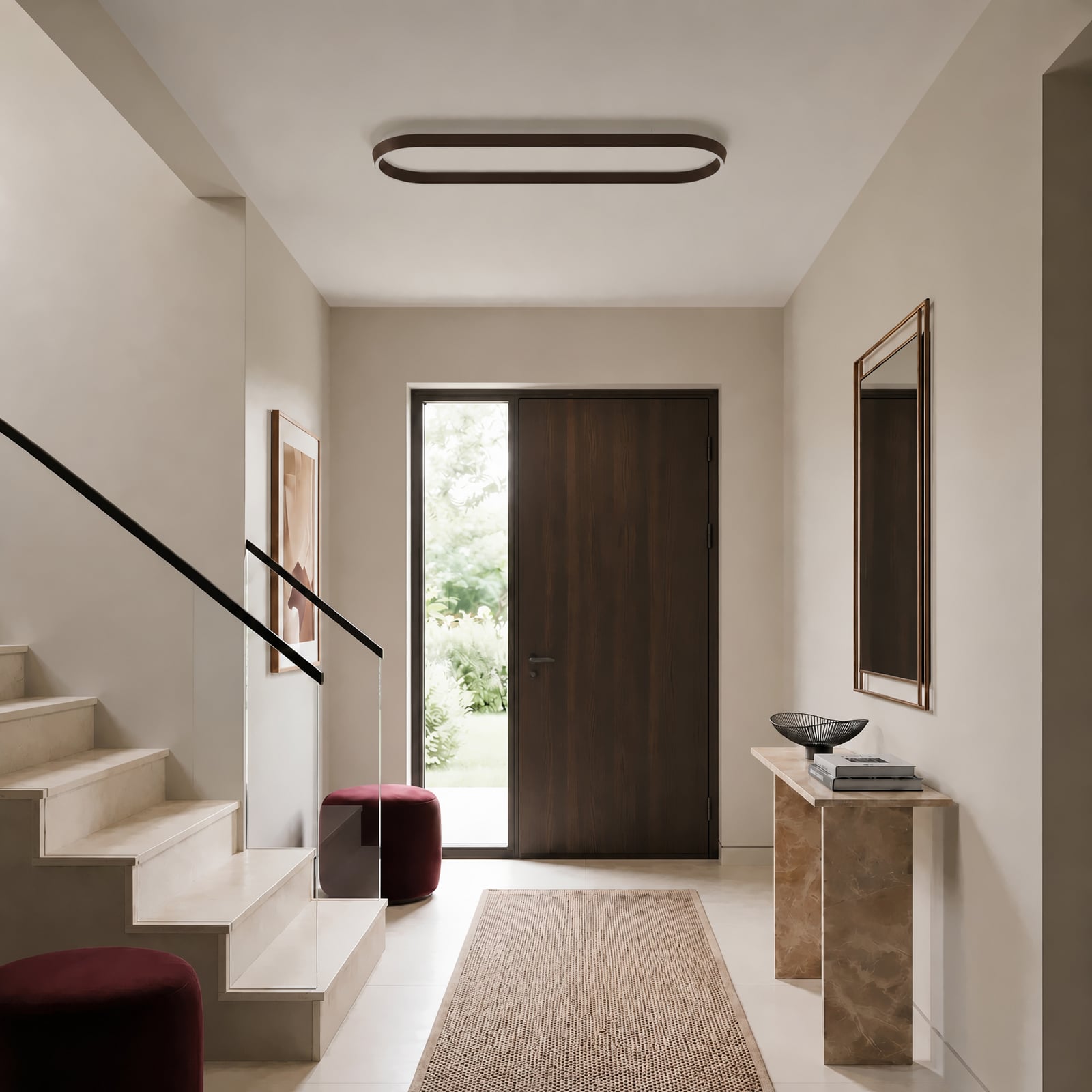 Lucande LED-taklampe Rylan, 112 cm, brun, dimbar, CCT Lucande LED-taklampe Rylan, 112 cm, brun, dimbar, CCT
