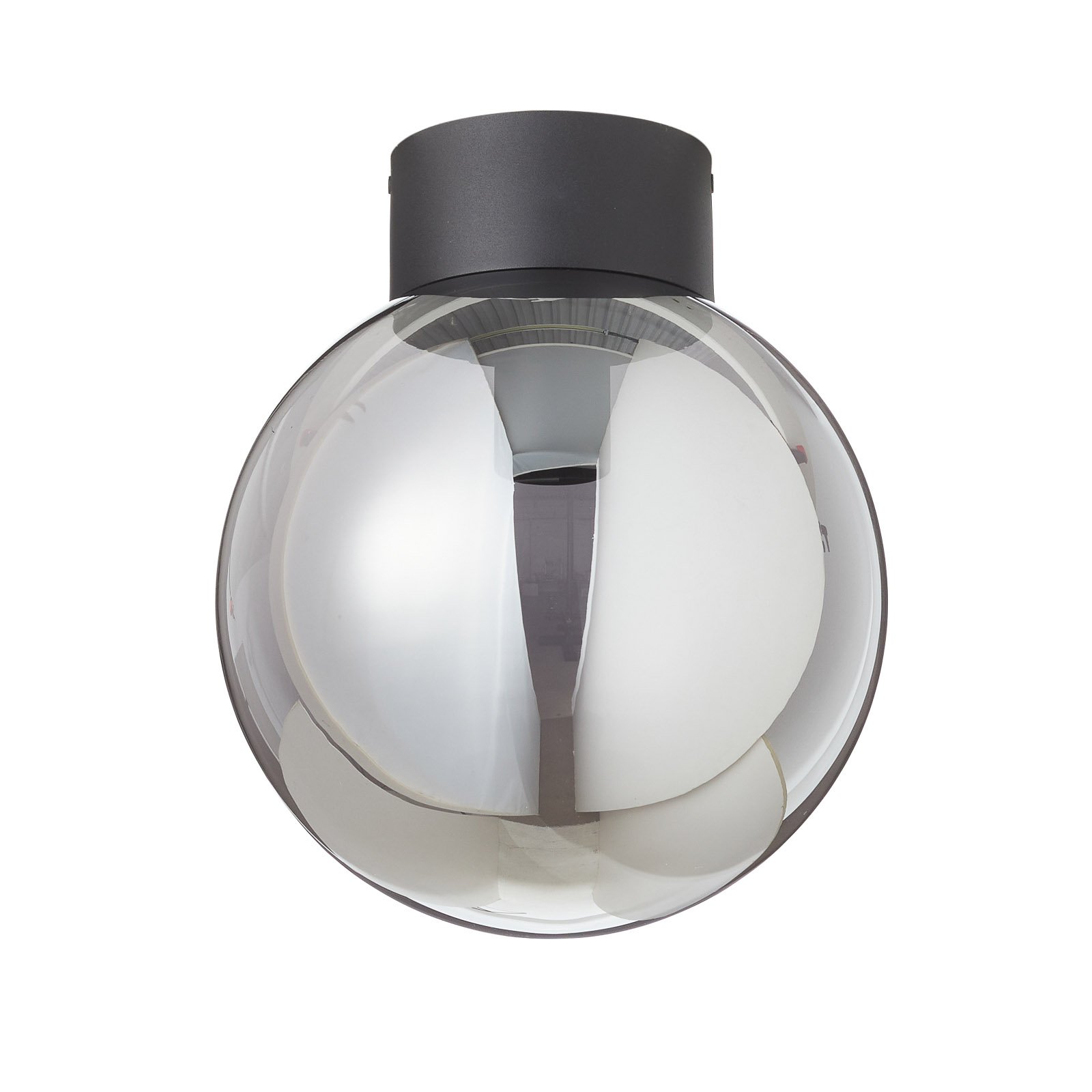 Таванна лампа Astro, сферично стъкло, димно сиво, Ø 25 cm