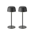Lindby Lampe de table LED rechargeable Arietty, noir, lot de 2, alu