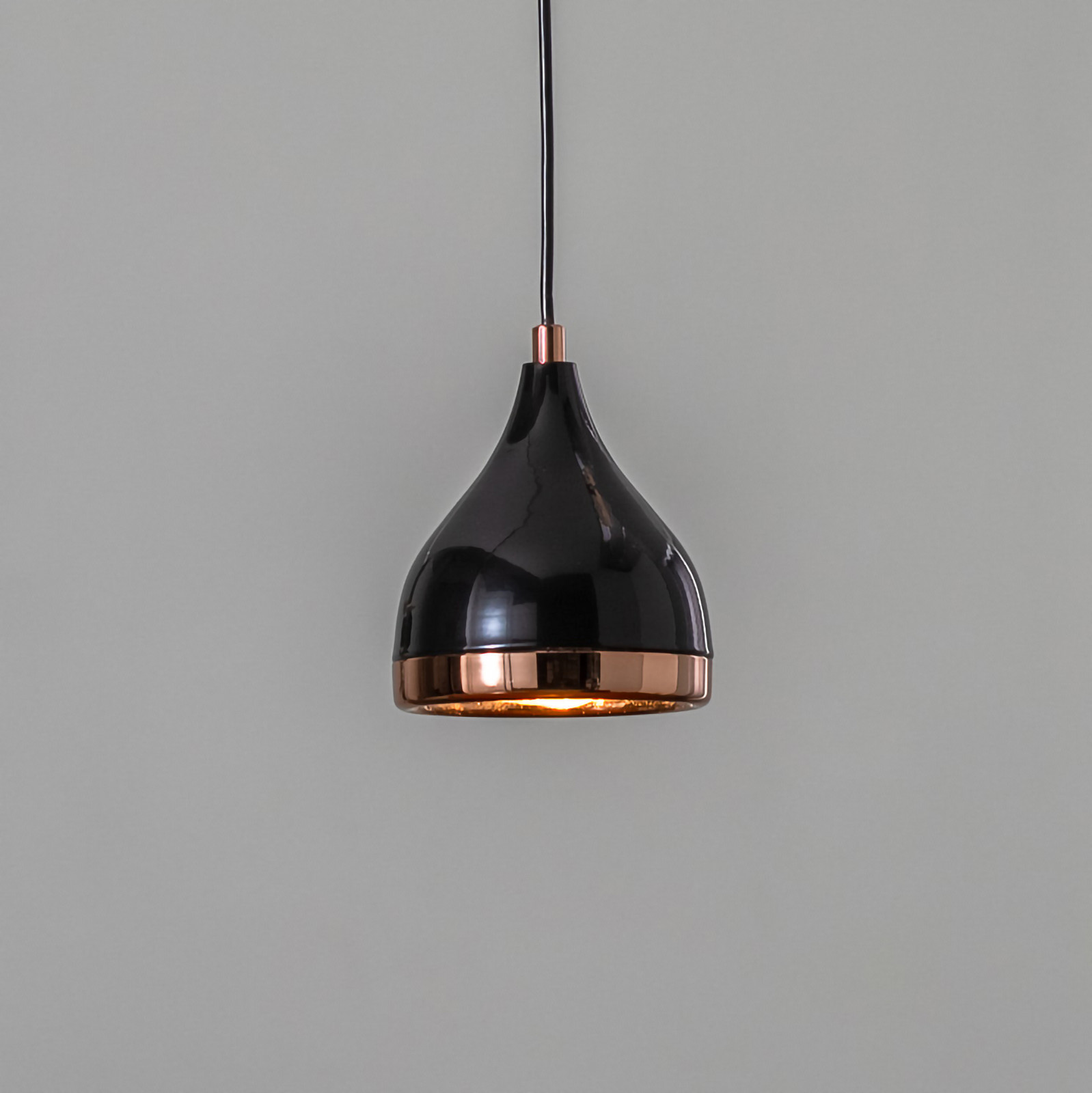 Opviq Lampă suspendată Yildo 7000 1 bec Ø15cm negru/coper - Camera de zi / sufragerie - modern - negru cupru - Metal