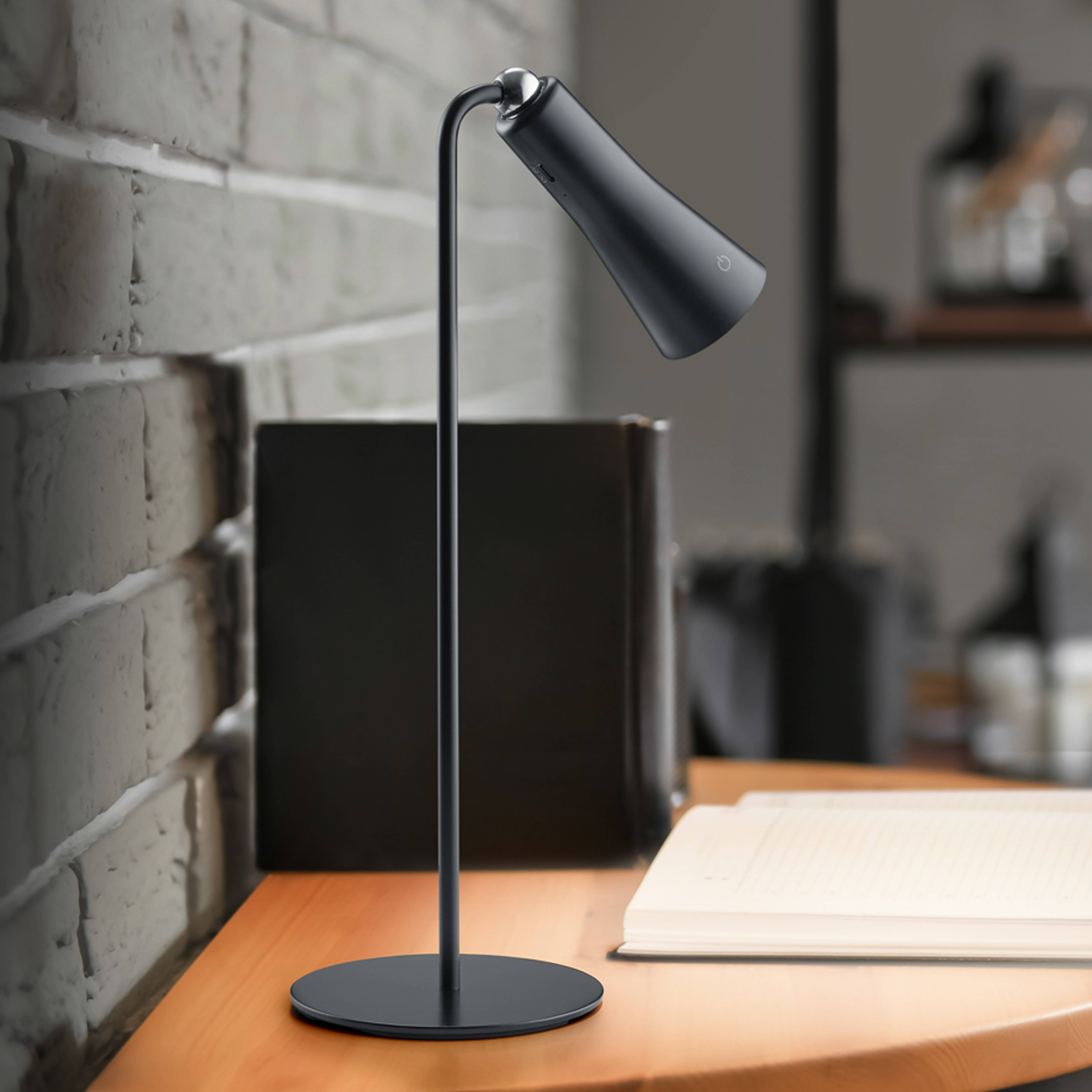 Lámpara de mesa LED Maxi funciona pilas, negro