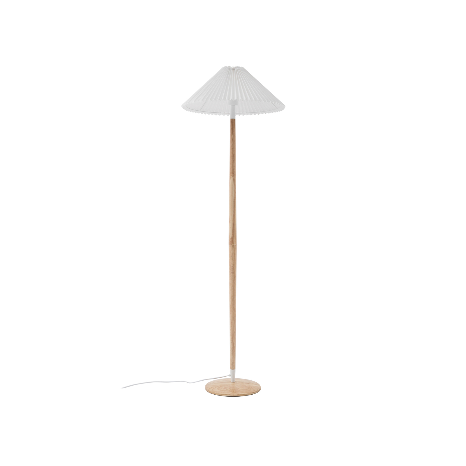 Lucande Ellorin golvlampa, vit, trä, Ø 47,5 cm, E27