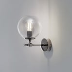 Portemo wall light, smoky grey/nickel, height 27 cm, glass