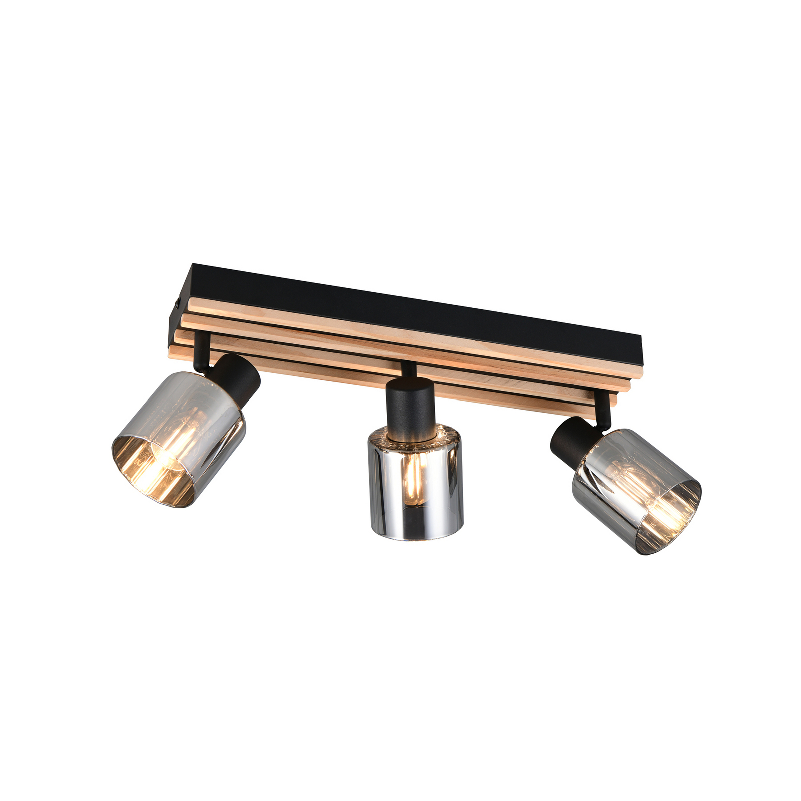 Svetilka Travia, dolžina 53 cm, 3-plamenska, črna/dimno siva