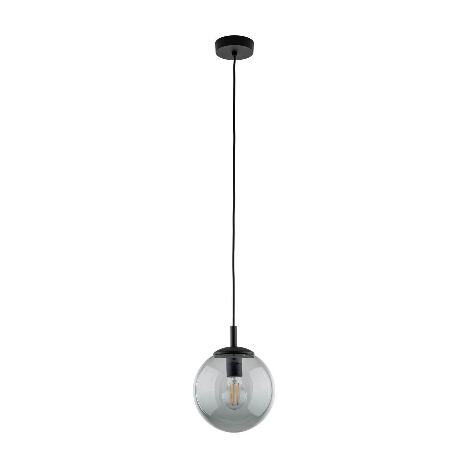 Esme hengelampe, Ø 30 cm, røykgrå, glass, kuppel, E27