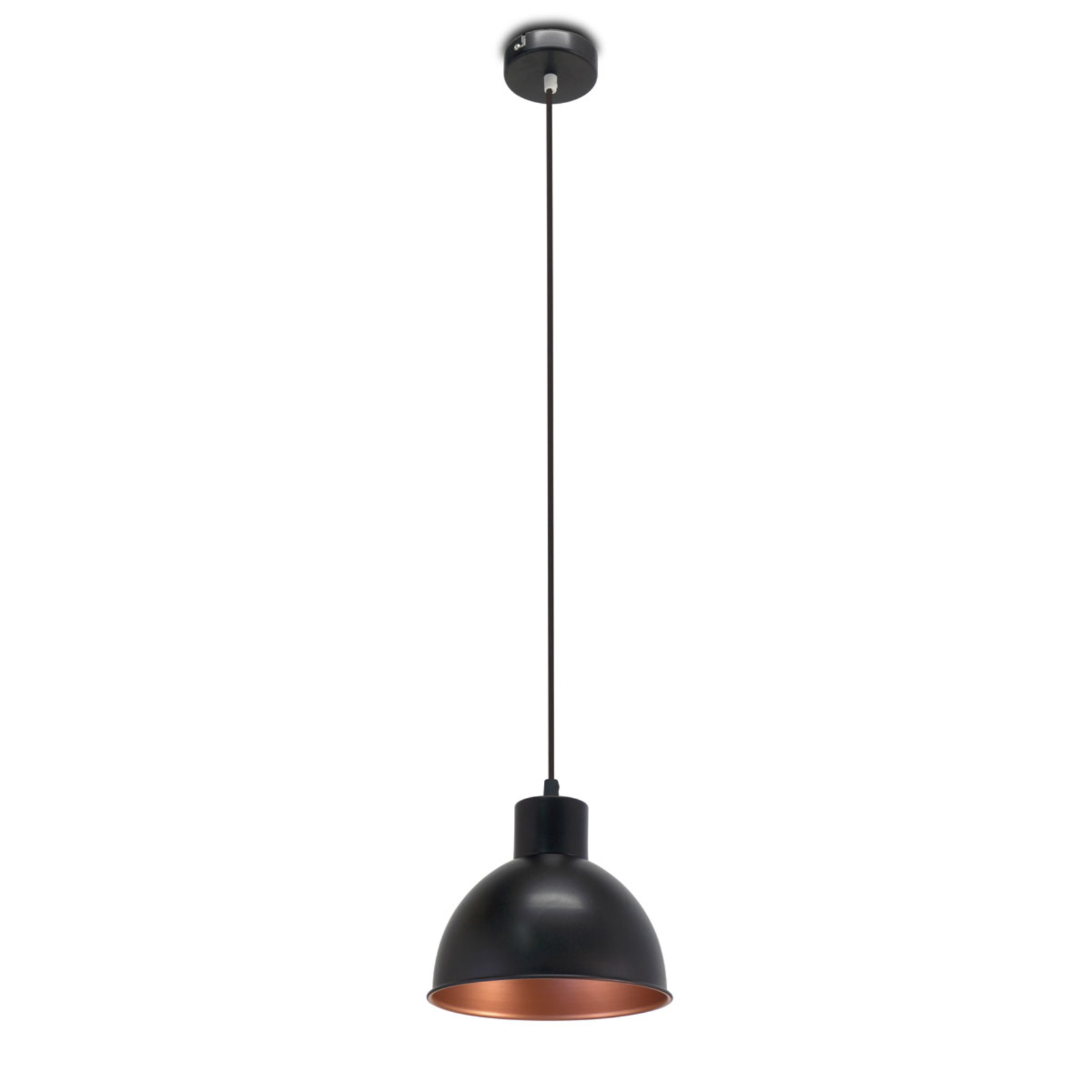Zwarte hanglamp Andrin - binnenin koper
