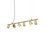Candeeiro suspenso IDEAL LUX Dynamite Square em latão, 6 lâmpadas