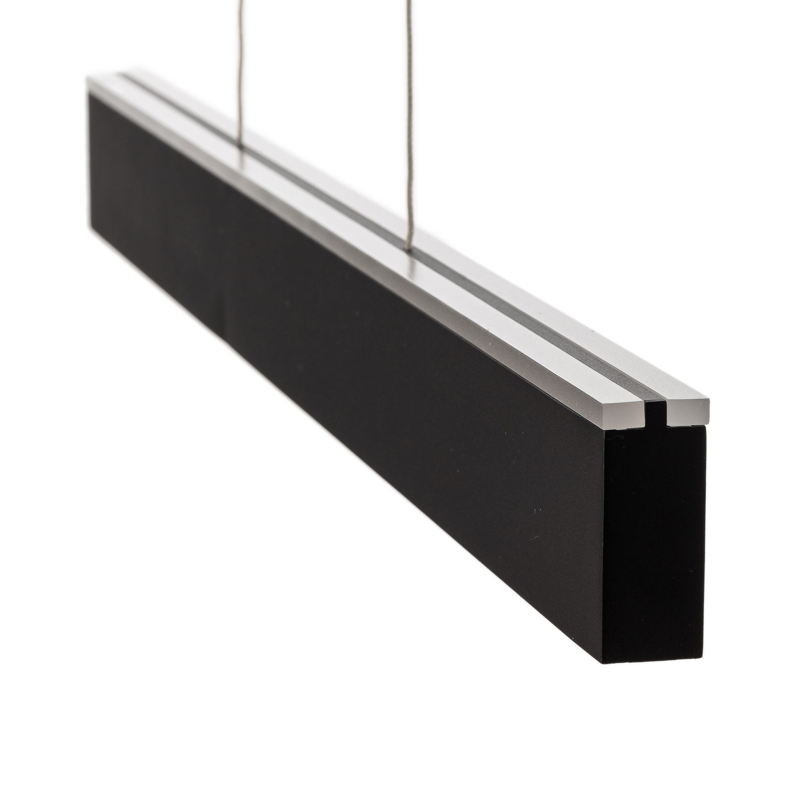 Lucande Stigis LED-pendellampe, lang form, sort