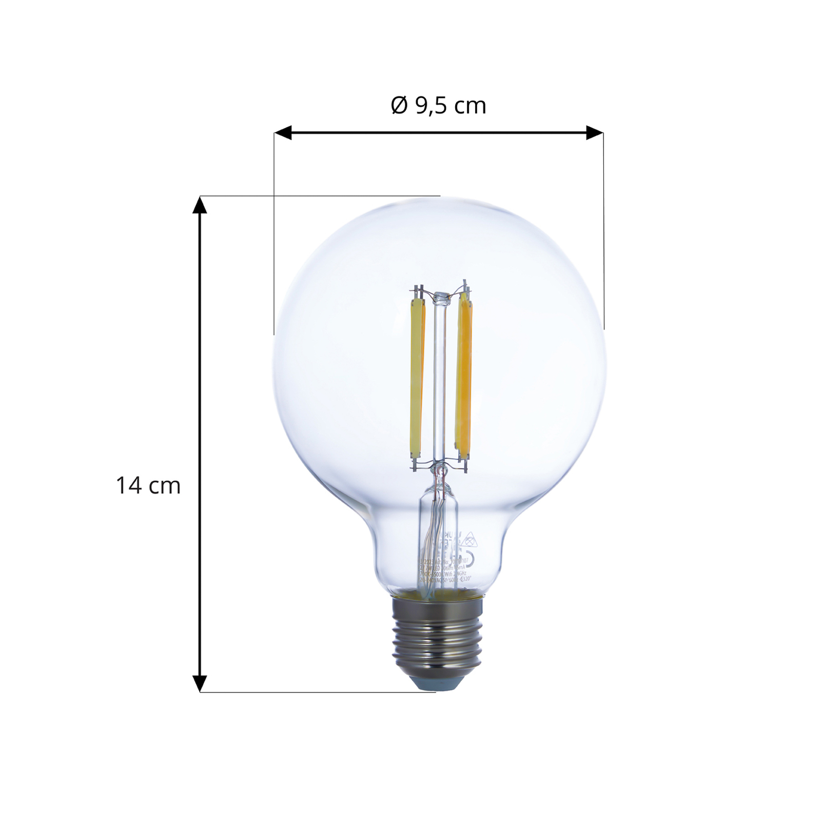 LUUMR Smart LED, set od 3, filament, E27, G95, 7W, prozirna, Tuya