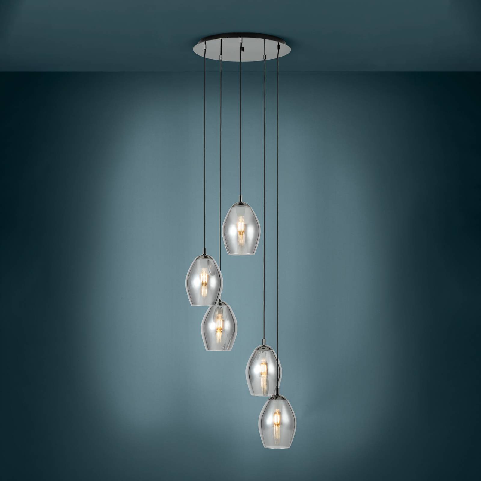 EGLO Stars Of Light Hängelampe Estanys, schwarz, 5-fl. rund günstig online kaufen