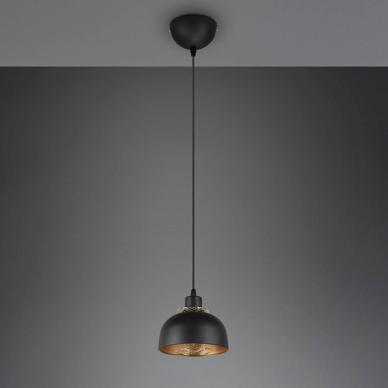 Punch hanglamp zwart/goud 1-lamp Ø 18 cm
