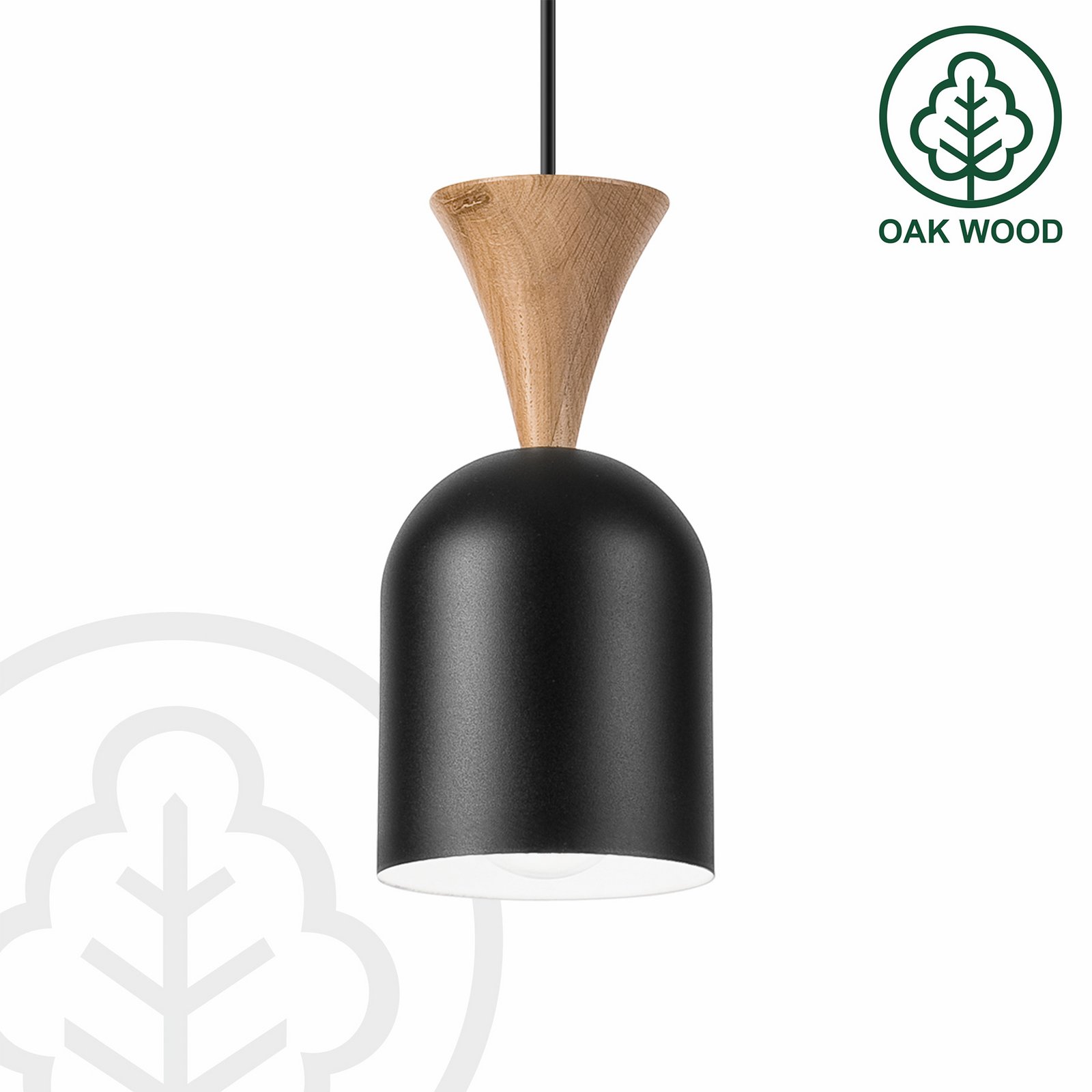 Pakabinama lempa Nolan, Ø 11 cm, juoda/ąžuolo, metalas/medis