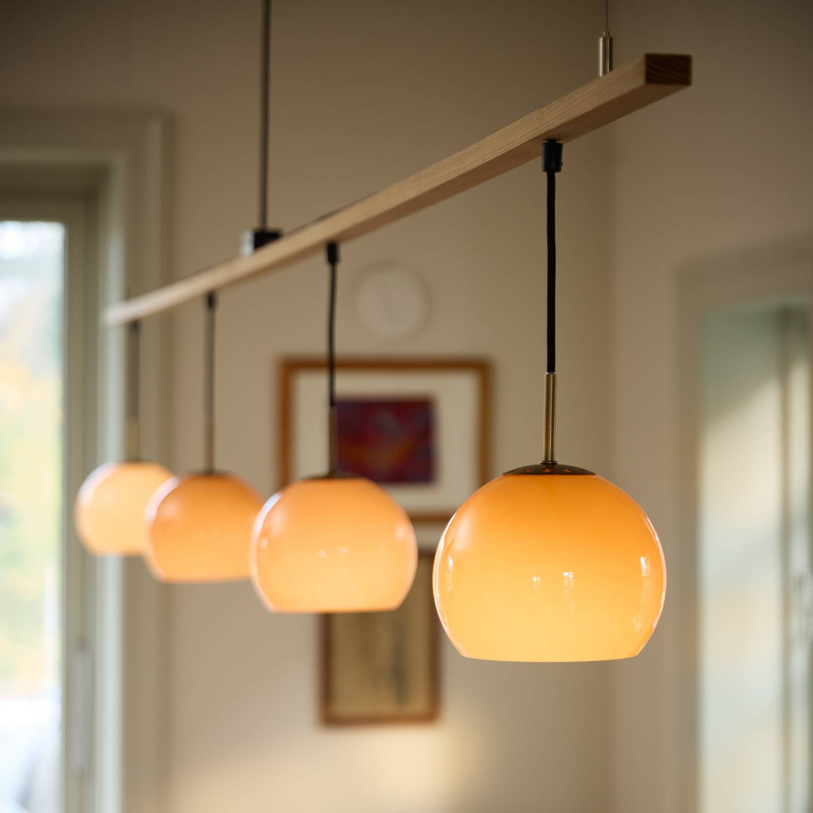 Lampa wisząca FRANDSEN Ball, piaskowy szary, Ø 18 cm, szkło