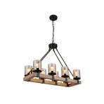 Lila pendant light with a wooden frame, 8-bulb
