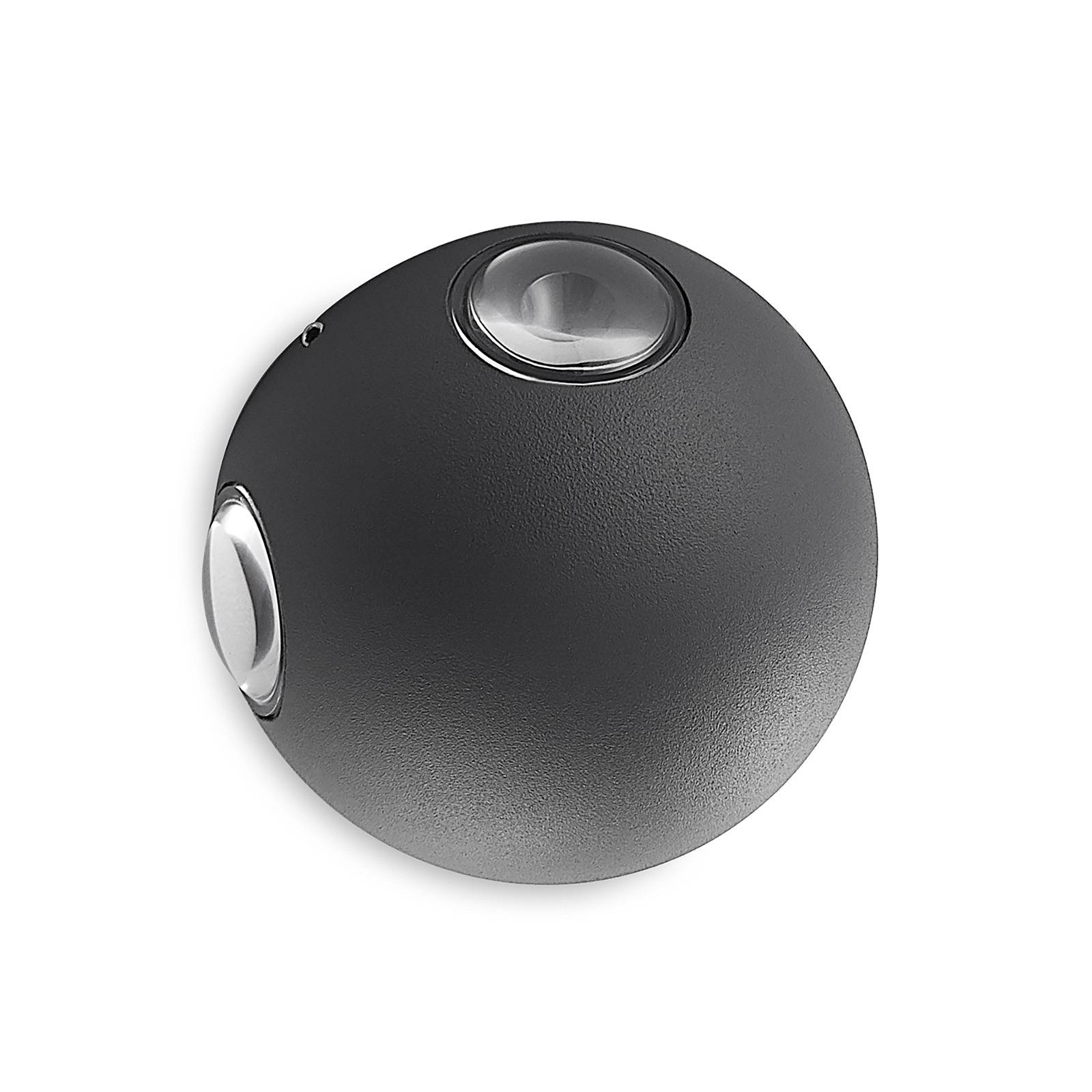 Lindby Esmani LED wall lamp round 4-bulb dark grey, aluminium, plastic, 1.65 W, W: 10 cm, H: 10 cm