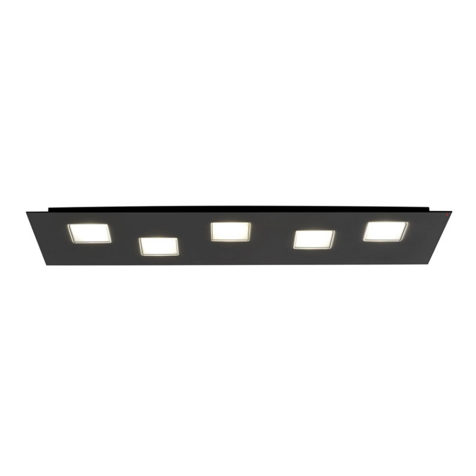 Fabbian 70 cm long Quarter LED ceiling lamp, black, for Living / Dining Room, aluminium, polycarbonate, 4.5 W, energy efficiency: A+, L: 70 cm, W: 20 cm, H: 3.5 cm