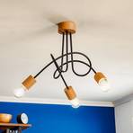 Tarnow ceiling light three-bulb, wood