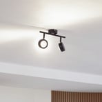 Lindby Strahler Jyla, schwarz, Linse, 4.200 K, 2-flg., GX53