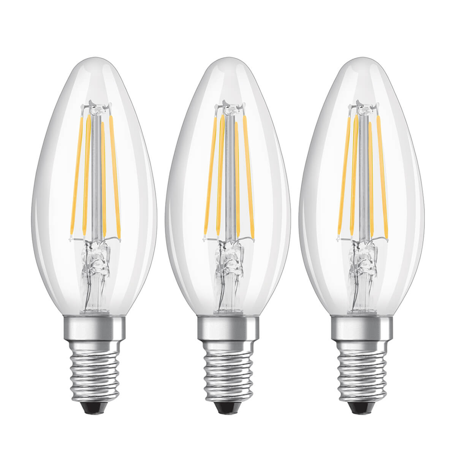 LED-kronljuslampa E14 4W 2 700 K filament 3-pack