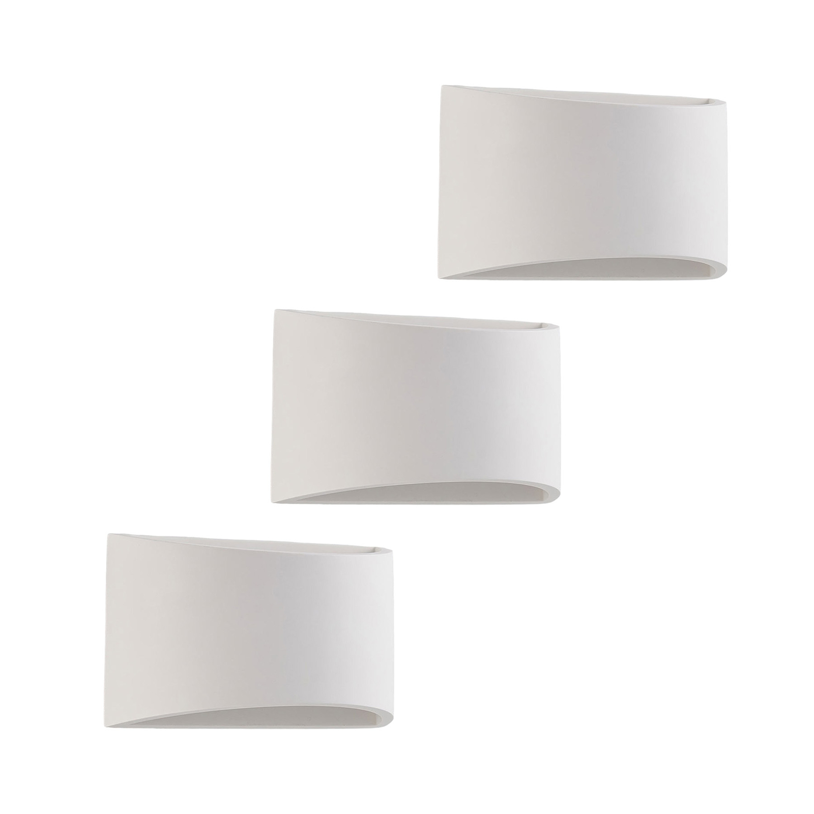 Lindby Heiko wall light, plaster, white, set of 3