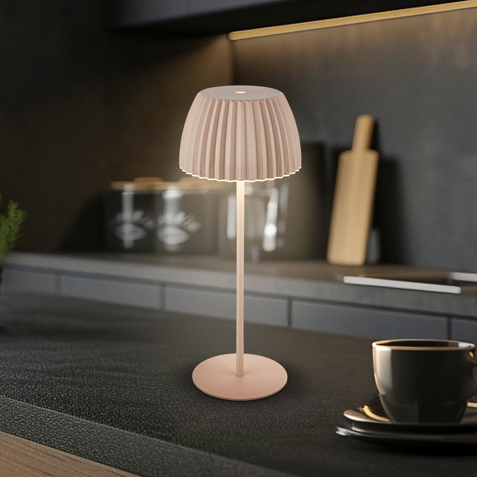 LED акумулаторна настолна лампа Brilo unplugged Riffle, 36 cm, бежова