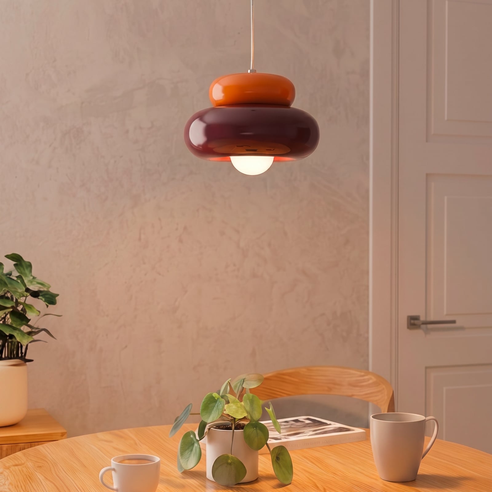 Hanglamp Torchiarolo, bordeaux/oranje, metaal, E27