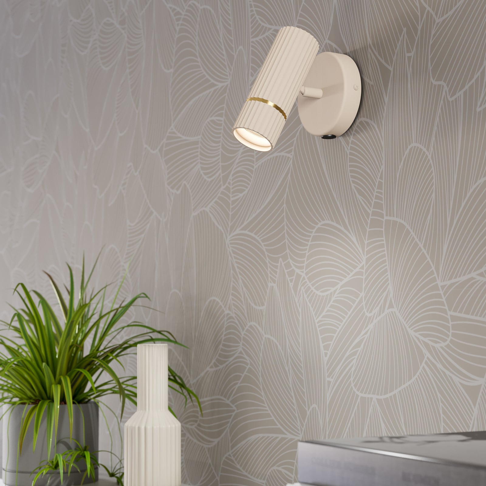 Wandstrahler Caminia, beige, Länge 16 cm, Metall, GU10