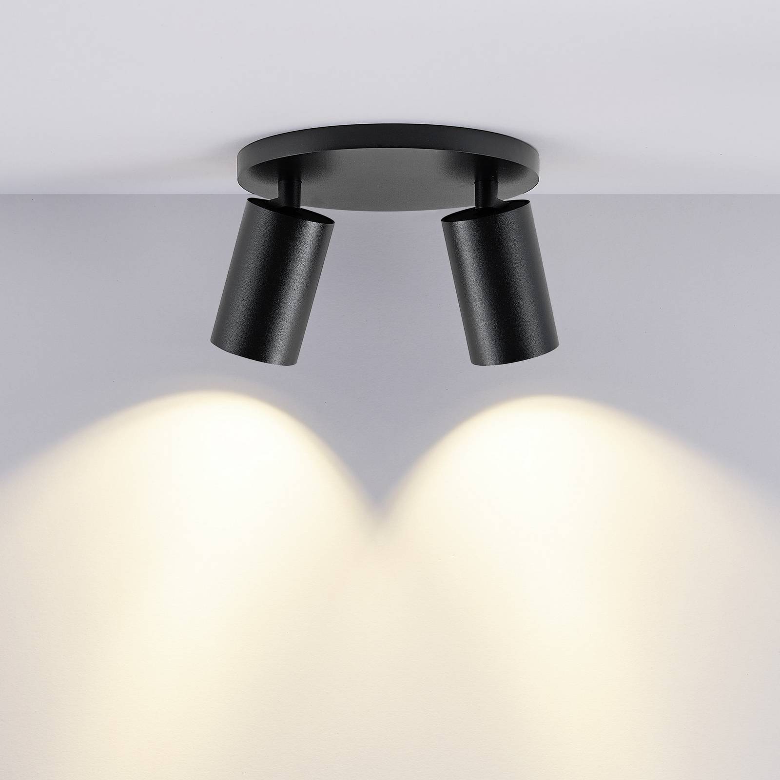 Deckenspot CAN TILT, schwarz, Ø 20 cm, 2-flammig Metall GU10 günstig online kaufen