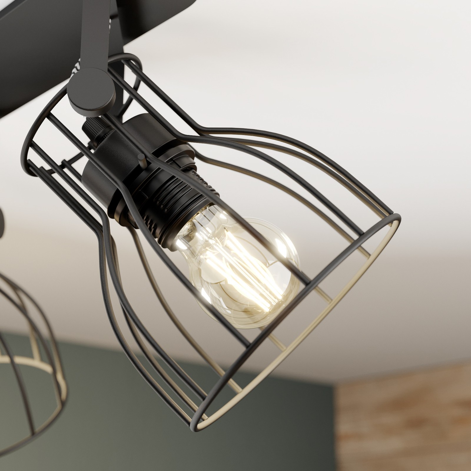 Alano ceiling light, black, 2-bulb