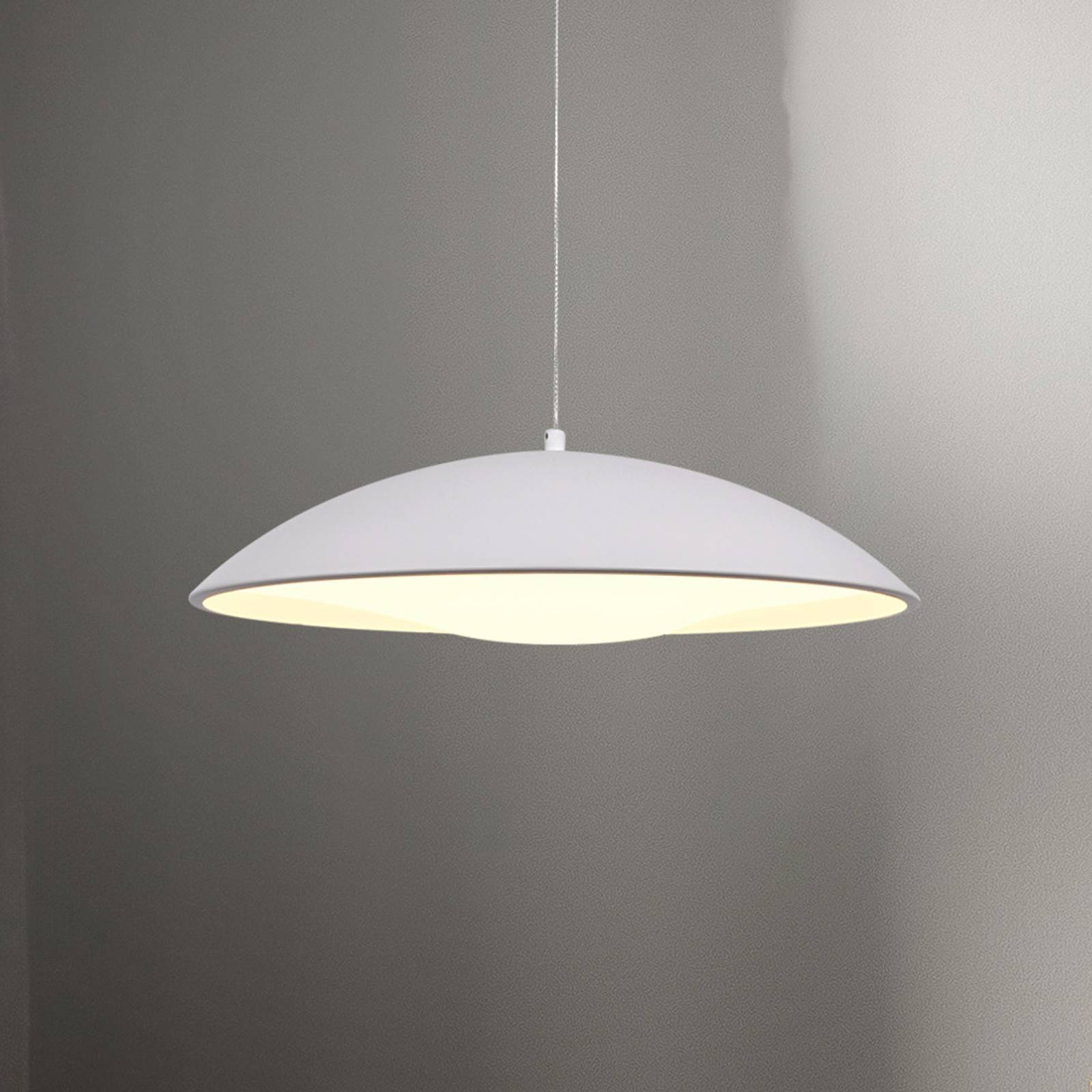 Levně Schöner Wohnen LED závěsné světlo LENTE, bílé, Ø 40 cm, kov, Switchdim