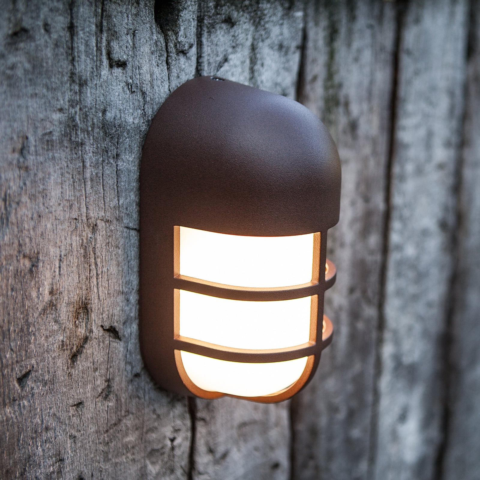 Eco-Light Bullo LED outdoor wall light, rusty brown, aluminium, plastic, 15 W, energy efficiency: A+, W: 10.2 cm, H: 19.3 cm