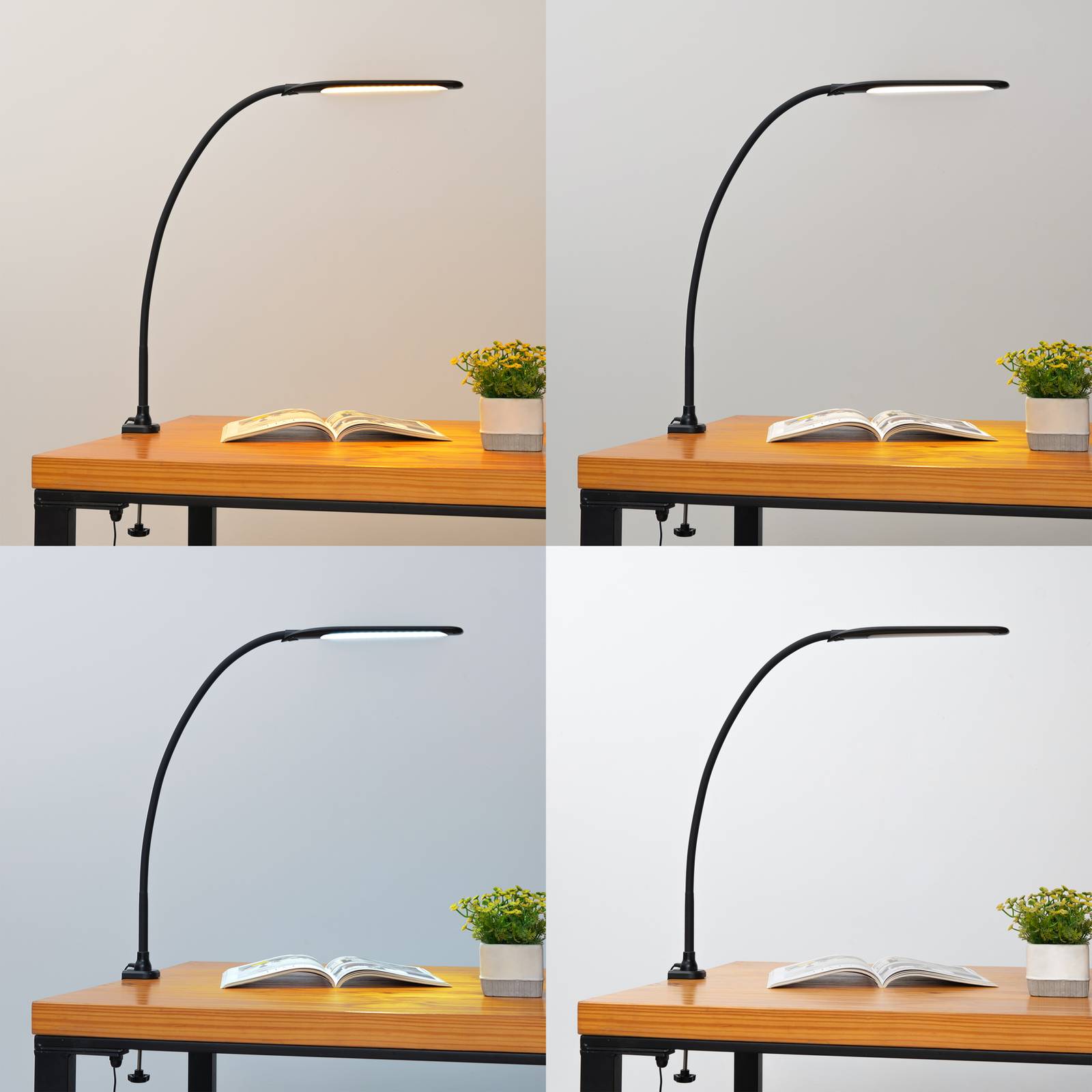 Lampa z klipsem LED Lindby Nilay, wysokość 70 cm, CCT, biuro domowe