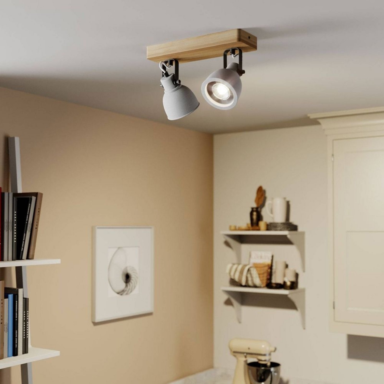 Mirka 2 Kattovalaisin Grey/Dark Wood - Lindby