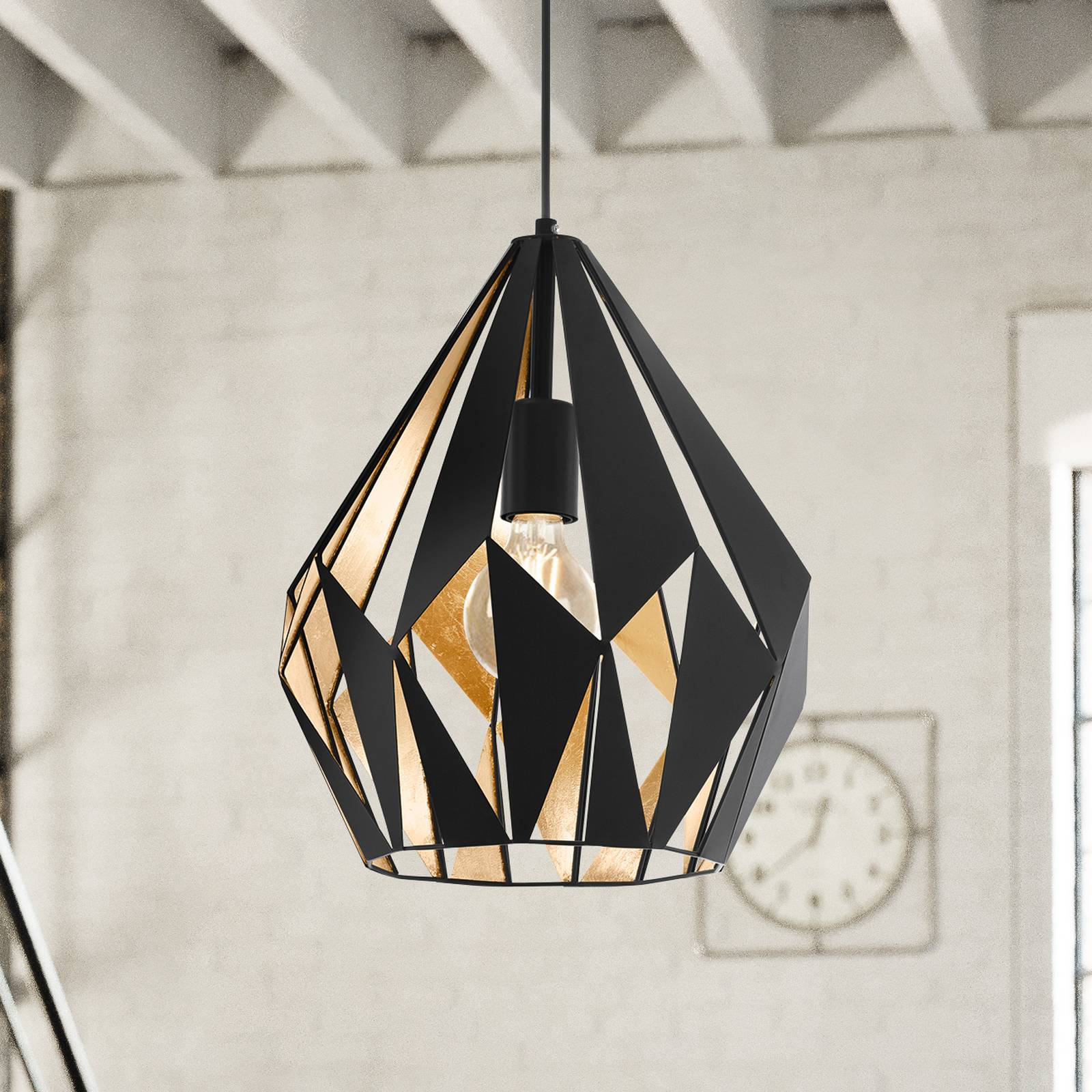 EGLO Suspension Carlton en noir Ø 31 cm