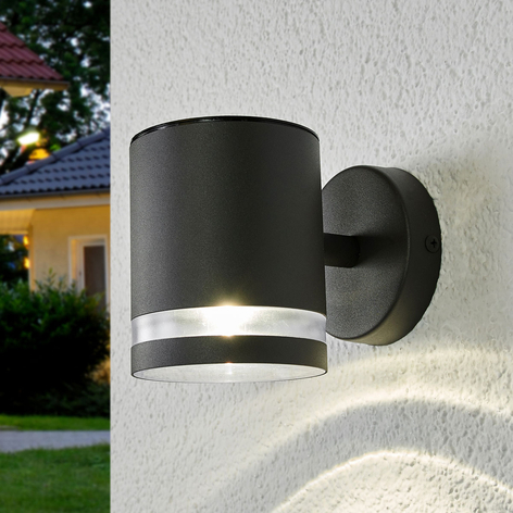 Graue LED-Solar-Außenwandlampe Melinda